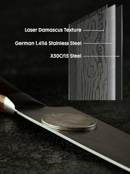 Astercook Chef Knife 8 Inch Professional Kitchen Chef Knife German High Carbon Stainless Steel Ultra Sharp Knife Chefs Knives With Ergonomic Handle And Box