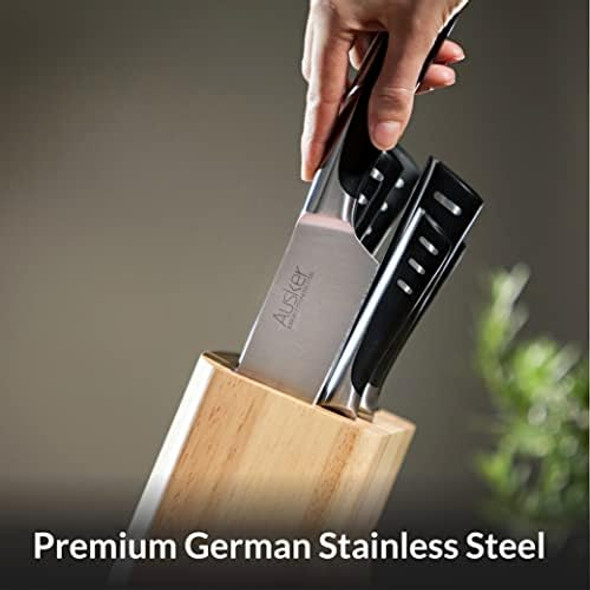 Kitchen Knife Set Block With Sharpener Chef Santoku Paring Utility Carving And Bread Knives Stainless Steel Professional Kitchenware (Set Of 6) Kitchen Knife Set Block With Sharpener Chef Santoku Paring Utility Carving And Bread Knives Stainless Steel Professional Kitchenware (Set Of 6)