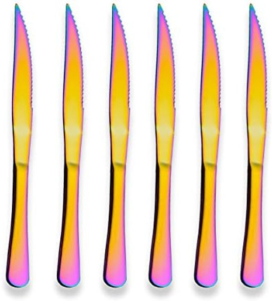 Berglander Titanium Colorful Plated Multicolor Stainless Steel Steak Knives Steak Knife Heavy Duty Steak Knife For Chefs Great For Bbq Weddings Dinners Parties Homes Kitchens Pack Of 6 Berglander Titanium Colorful Plated Multicolor Stainless Steel Steak Knives Steak Knife Heavy Duty Steak Knife For Chefs Great For Bbq Weddings Dinners Parties Homes Kitchens Pack Of 6