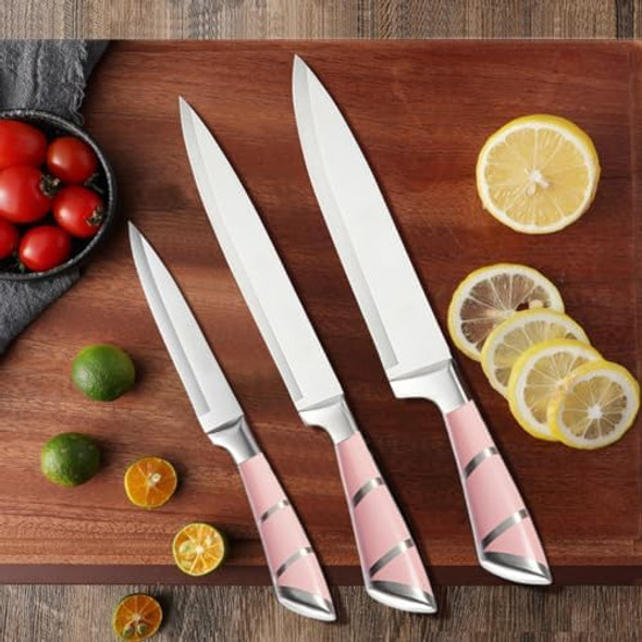 3Pcs Professional Chef Knife Set Sharp Japanese Kitchen Knife German High Carbon Stainless Steel 8 Inch Chef'S Knives 8 Inch Slicing Knife5 Inch Knife Utility Knife (3Pcs-Black)
