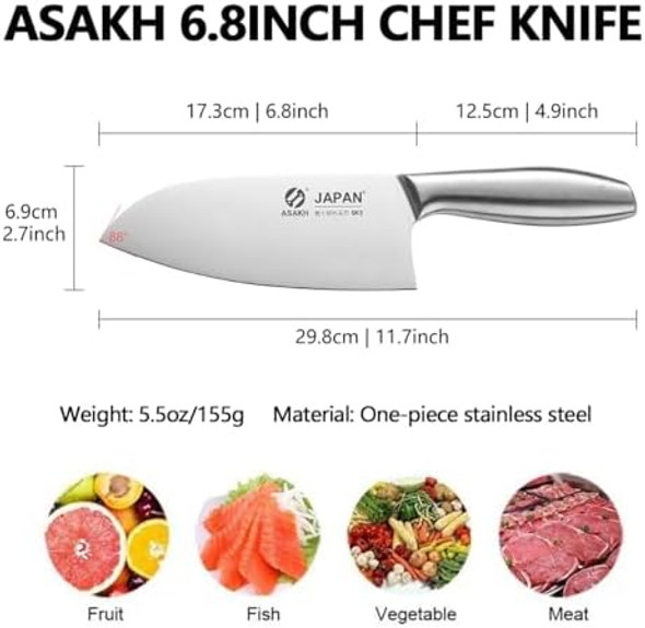 6.8Inch Japanese Chef Knife One-Piece Ultra Sharp Kitchen Knivesnon-Slip Stainless Steel Knives With Ergonomic Handleultra-Lightweight Cooking Knifechef s For Women