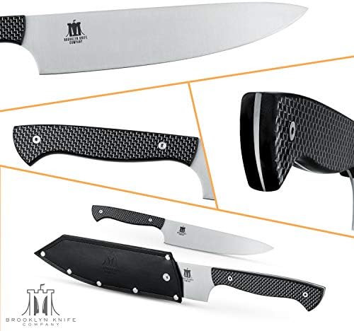 Brooklyn Knife Co. Chef Knife - Carbon Fiber Series - Japanese Aus-08 Hc Super Steel - Sheath 8-Inch