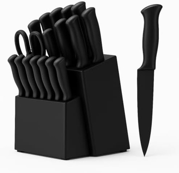 15-Piece Kitchen Knife Set With Block & Built-In Sharpener – Stainless Steel Knife Set Professional Chef & Steak Knives Sharp Kitchen Knife Sets With Block For Home Cooking 15-Piece Kitchen Knife Set With Block & Built-In Sharpener – Stainless Steel Knife Set Professional Chef & Steak Knives Sharp Kitchen Knife Sets With Block For Home Cooking