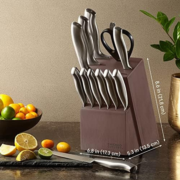 Chicago Cutlery Insignia (13-Pc) Kitchen Knife Block Set With Wooden Block Contoured Handles And Sharp Stainless Steel Professional Chef Knife Set & Scissors