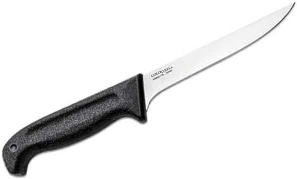 Cold Steel Commercial Series 6" Stiff German 4116 Stainless Steel Fixed Blade Narrow Straight Back Game & Fish Processing Cutting Boning Knife With Ergonomic Kray-Ex Handle