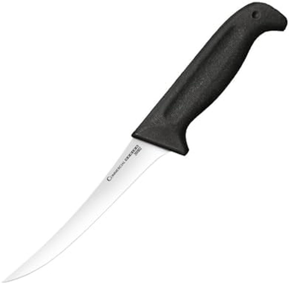 Cold Steel Commercial Series 6" Stiff Curved German 4116 Stainless Steel Fixed Blade Trailing Point Narrow Game & Fish Processing Cutting Boning Knife With Ergonomic Kray-Ex Handle Cold Steel Commercial Series 6" Stiff Curved German 4116 Stainless Steel Fixed Blade Trailing Point Narrow Game & Fish Processing Cutting Boning Knife With Ergonomic Kray-Ex Handle