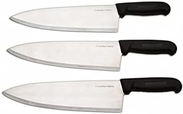 10" Columbia Cutlery Commercial Chef/Cook Knife - Black Fibrox Handle - Razor Sharp And Dishwasher Friendly (3 Pack - 10" Black Chef)