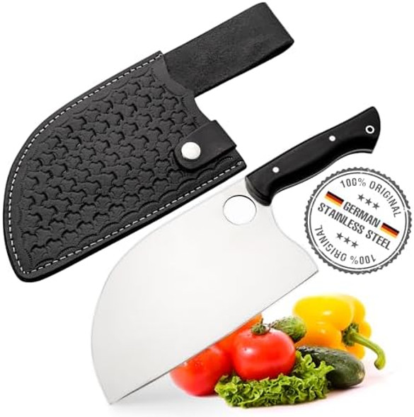 Crystalia Butcher Knife Handmade Cleaver Knife For Meat Cutting Hand Forged Full Tang Chef Knives With Sheath Stainless Steel Big Bone Knife For Kitchen Bbq Camping Or Outdoor Crystalia Butcher Knife Handmade Cleaver Knife For Meat Cutting Hand Forged Full Tang Chef Knives With Sheath Stainless Steel Big Bone Knife For Kitchen Bbq Camping Or Outdoor