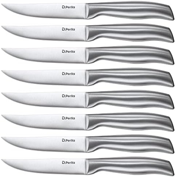 D.Perlla Steak Knives Micro Serrated Steak Knife Set Of 8 High Carbon Stainless Steel Steak Knives Set Elegant Sharp Kitchen Steak Knife Set Silver D.Perlla Steak Knives Micro Serrated Steak Knife Set Of 8 High Carbon Stainless Steel Steak Knives Set Elegant Sharp Kitchen Steak Knife Set Silver