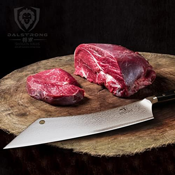 Dalstrong Hybrid Cleaver & 8" Chef Knife - Shogun Series Elite - The 'Crixus' - Japanese Aus-10V Super Steel Kitchen Knife - Black Handle - Razor Sharp Knife - Meat Cleaver Heavy Duty - W/Sheath Cover