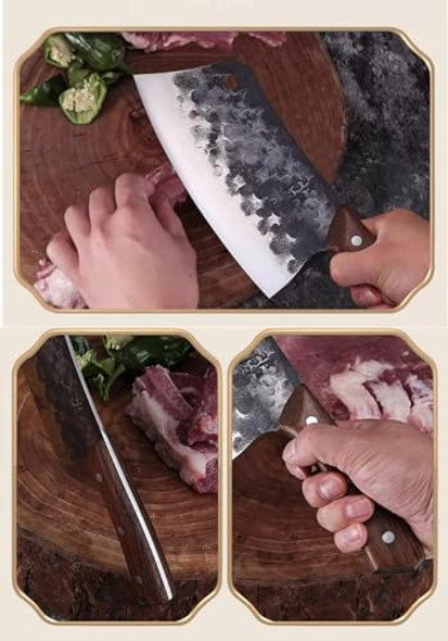 Dengjia Chef Knife 7.2 Inch Chinese Chef'S Knife And Meat Cleaver With Rosewood Handle Kitchen Knife