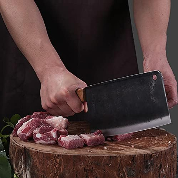 Dengjia Meat Cleaver - 7.7 Inch Cleaver Knife - High Carbon Steel Butcher Knife With Full Tang Handle Chopper Knife For Home Kitchen And Restaurant