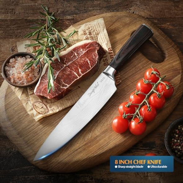 Chef Knife Chefs Knife For Meat Cleaver Carving Chopping Cutting Made Of Damascus Pattern High Carbon Stainless Steel With Pakkawood Handle Professional 8 Inch Kitchen Knives. Chef Knife Chefs Knife For Meat Cleaver Carving Chopping Cutting Made Of Damascus Pattern High Carbon Stainless Steel With Pakkawood Handle Professional 8 Inch Kitchen Knives.