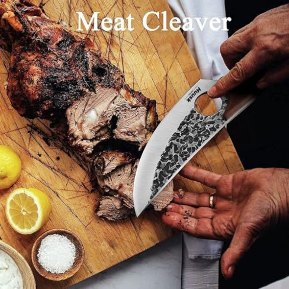 Huusk Viking Knives Butcher Knife Black Forged Boning Knives With Sheath Japanese Fillet Meat Cleaver Knives Full Tang Japan Knives Chef Knife For Kitchen Camping Bbq Thanksgiving Christmas s