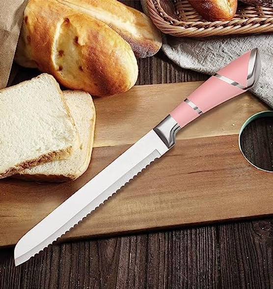 9Pcs White Kitchen Knife Set Dufeimoy Chef Knife Set Professional Stainless Steel Knife Block Set With Scissors Peeler And Knife Sharpener Rod For Cooking Meat Cutting