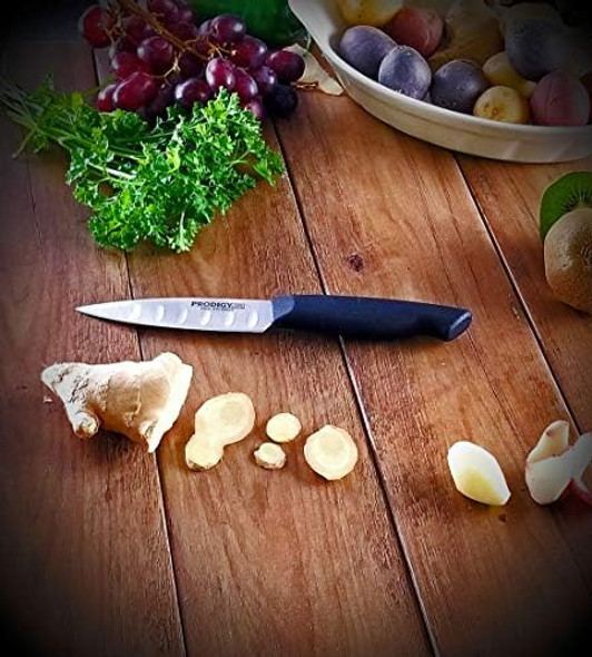 Ergo Chef Prodigy Series 4-Inch Paring Knife With Hollow Grounds On Blade High Carbon Stainless Steel Kitchen Knife Ergonomic Comfort Handle Black
