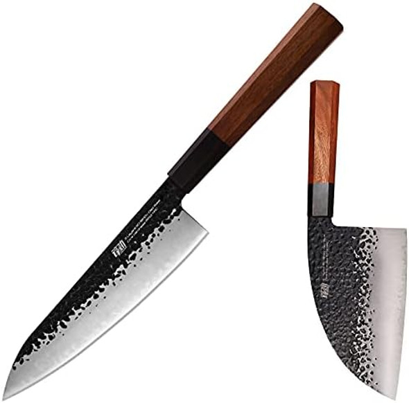 Findking Dynasty Series 6.5" Serbian Cleaver And 8" Chefs Knife High Carbon Clad Steel Octagonal Handle Kitchen Cook'S Knives Findking Dynasty Series 6.5" Serbian Cleaver And 8" Chefs Knife High Carbon Clad Steel Octagonal Handle Kitchen Cook'S Knives
