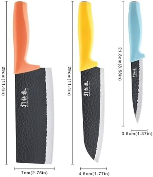3Pcs Kitchen Knives Hia Stainless Steel Chef Knife Set Includes 7 Inch Chef Knife 7 Inch Cleaver Knife And 4.5 Inch Boning Knife Ultra Sharp Blade With Ergonomic Abs Handle (Blue Yellow Orange) 3Pcs Kitchen Knives Hia Stainless Steel Chef Knife Set Includes 7 Inch Chef Knife 7 Inch Cleaver Knife And 4.5 Inch Boning Knife Ultra Sharp Blade With Ergonomic Abs Handle (Blue Yellow Orange)