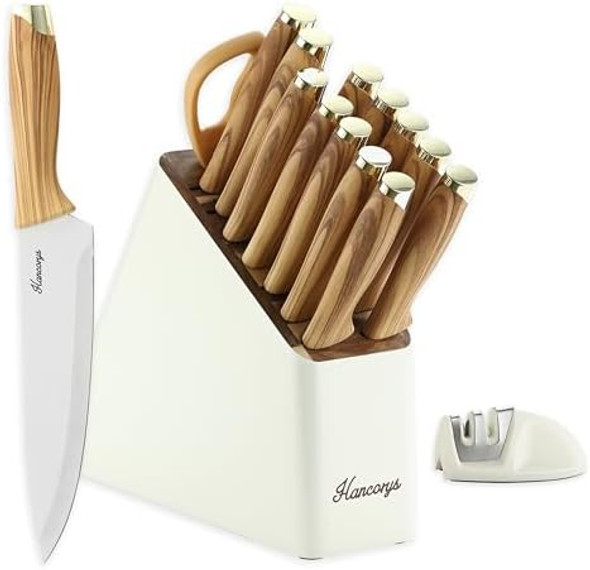 Knife Set 14 Pieces Kitchen Knives Set With Block And Sharpener High Carbon Stainless Steel And Ergonomic Handle Knife Block Set Knife Set 14 Pieces Kitchen Knives Set With Block And Sharpener High Carbon Stainless Steel And Ergonomic Handle Knife Block Set