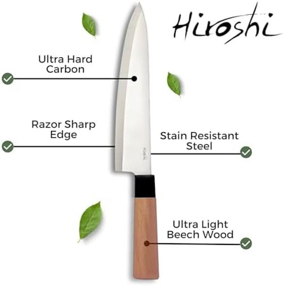 Hiroshi Premium Sushi & Sashimi Kitchen Knife Set - High Carbon Steel Chef’S Knife With Light Beech Wood Handle - Unmatched Precision For Professional Results In Kitchen With Sushi Knife Set – 4-Piece Hiroshi Premium Sushi & Sashimi Kitchen Knife Set - High Carbon Steel Chef’S Knife With Light Beech Wood Handle - Unmatched Precision For Professional Results In Kitchen With Sushi Knife Set – 4-Piece