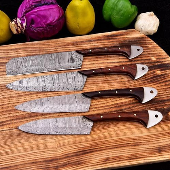 Handcrafted Damascus Steel Kitchen & Bbq Knife Set – Ultimate Chef’S Tool With Leather Case Handcrafted Damascus Steel Kitchen & Bbq Knife Set – Ultimate Chef’S Tool With Leather Case