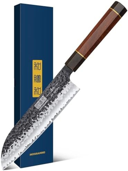 Chef'S Santoku Knife 7 Inch Japanese Vg-10 Super Steel & Acacia Wood Magnetic Knife Strips