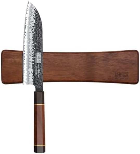 Chef'S Santoku Knife 7 Inch Japanese Vg-10 Super Steel & Acacia Wood Magnetic Knife Strips