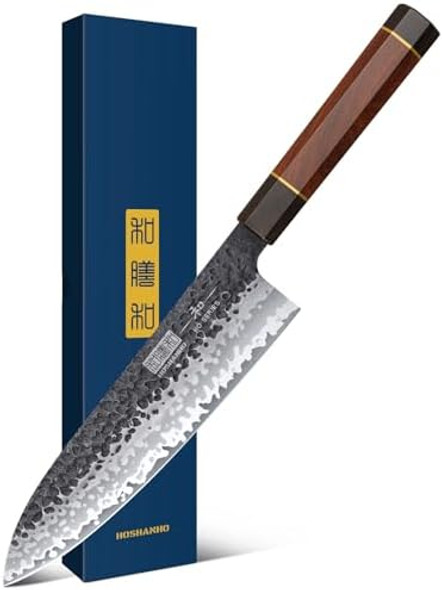 8 Inch Japanese Gyuto Chef Knife 7 Layers High Carbon Steel Vg-10 Kitchen Knife & 9 Inch Kiritsuke Chef Knife Japanese Hand Forged 7 Layers Vg-10 Steel Kitchen Knife & Chef'S Santoku Knife