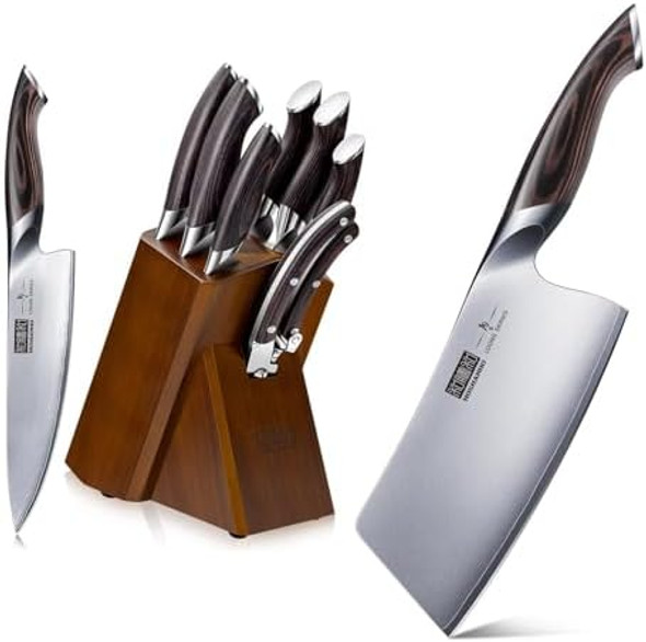Ultra Sharp Japanese High Carbon Steel Vegetable Meat Cleaver & Professional Ultra Sharp Chef Knife Set With Scissors Ultra Sharp Japanese High Carbon Steel Vegetable Meat Cleaver & Professional Ultra Sharp Chef Knife Set With Scissors
