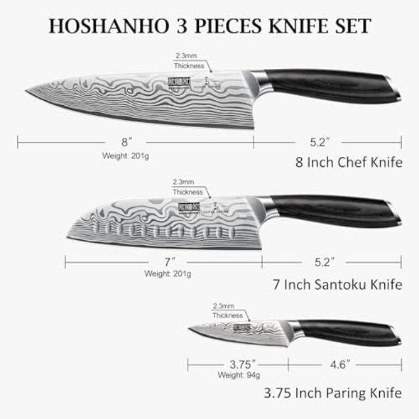 3 Pieces Knife Set Professional High Carbon Powder Steel Kitchen Knife Set Ultra Sharp Knives Set For Kitchen With Elegant Box