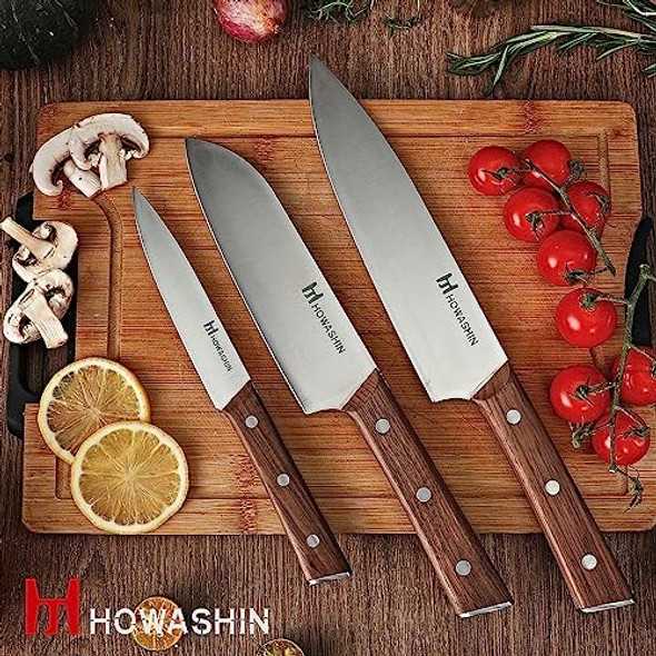 4Pcs Chef Knife Setgermen High Carbon Stainless Steel Kitchen Knife Setprofessional Knife Set Natural Wood Full Handle Tang With Gife-Box