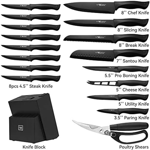 Knife Sets For Kitchen With Block Hunter.Dual 19 Pcs Kitchen Knife Set With Block Self Sharpening Dishwasher Safe Anti-Slip Handle Black Knife Sets For Kitchen With Block Hunter.Dual 19 Pcs Kitchen Knife Set With Block Self Sharpening Dishwasher Safe Anti-Slip Handle Black
