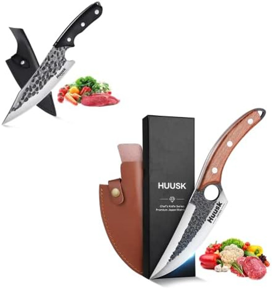 Huusk d Chef Knives Bundle With Viking Chef Knife Forged With Leather Sheath And Box Huusk d Chef Knives Bundle With Viking Chef Knife Forged With Leather Sheath And Box