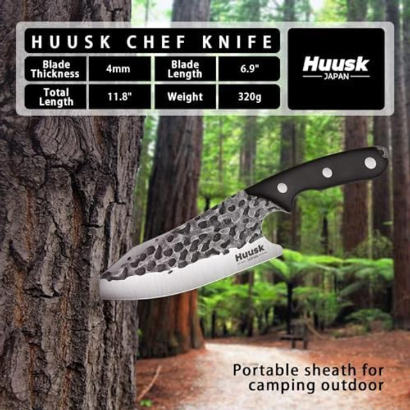 Huusk Chef Knife With Sheath Viking Knives Forged From High Carbon Steel Boning Knives For Meat Cutting Full Tang Butcher Knives Outdoor Cooking Knives For Kitchen Or Camping s Dad Christmas