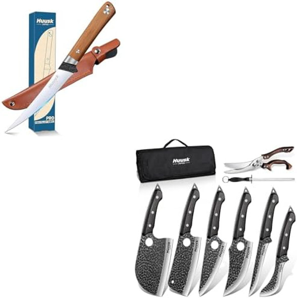 Huusk Serbian Chef Knife Set - 6Pcs Bundle With A Flexible Boning Knifeviking Boning Knives With Bag For Kitchen Outdoor Bbq Campingbirthday Idea Men Huusk Serbian Chef Knife Set - 6Pcs Bundle With A Flexible Boning Knifeviking Boning Knives With Bag For Kitchen Outdoor Bbq Campingbirthday Idea Men