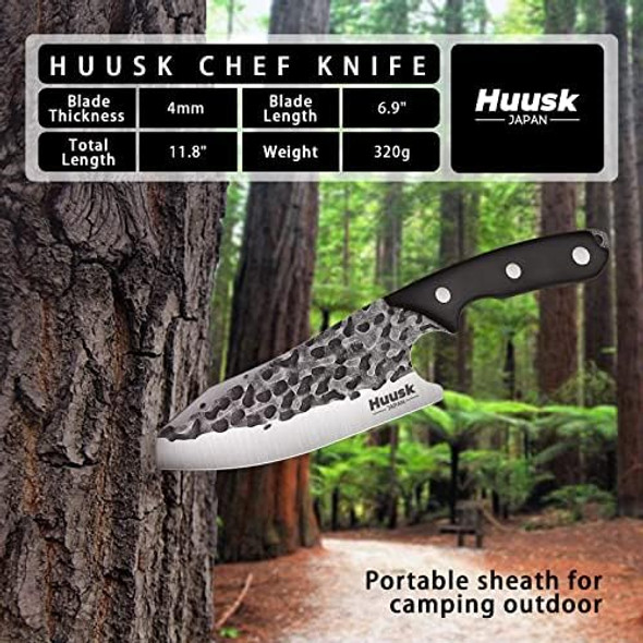 Huusk Collectible Knives Chef Knife & Camping Cooking Knife With Leather Sheath And Box