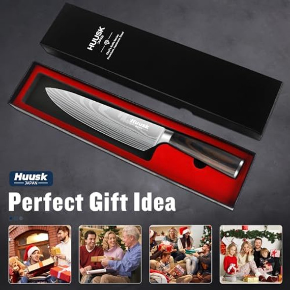 Huusk Chef Knife Bundle With Cool Cooking Knives With Leather Sheath And Box