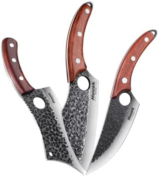 Huusk Chef Knives Set Hand Forged Meat Cleaver For Meat Cutting Boning Knife With Sheath Outdoor Grilling Camping Knives Set Huusk Chef Knives Set Hand Forged Meat Cleaver For Meat Cutting Boning Knife With Sheath Outdoor Grilling Camping Knives Set