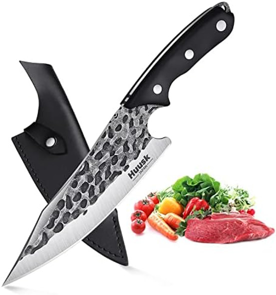 Huusk Collectible Knives - d Chef Knife & Camping Cooking Knife With Leather Sheath And Box Huusk Collectible Knives - d Chef Knife & Camping Cooking Knife With Leather Sheath And Box