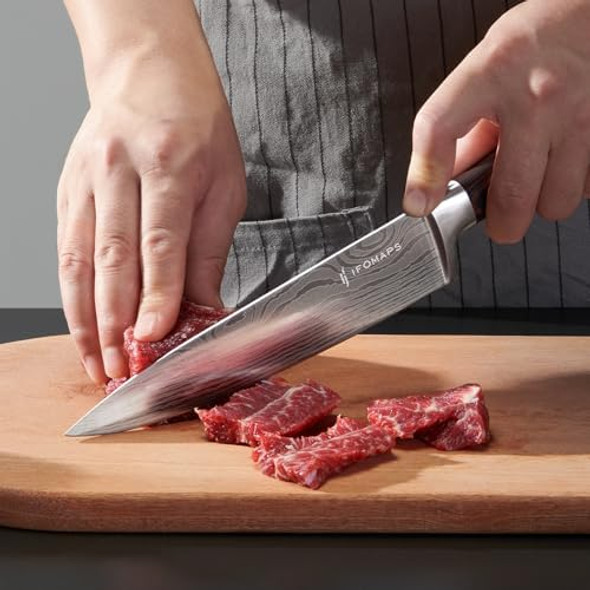 15-Piece Knife Set With Block For Kitchen With Built-In Sharpener Stainless Steel Ultra Sharp Blades Ergonomic Pakkawood Handle Essentials Chef Knives Set