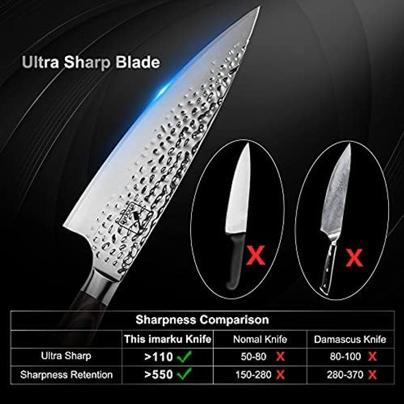 Imarku 8 Inch Damascus Chef Knife And 8 Inch Pro Kitchen Knife Stainless Steel Sharp Paring Knife With Ergonomic Handle