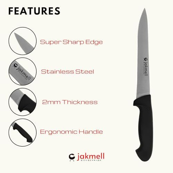 8-Inch Carving Knife Large Stainless Steel Kitchen Knife With Durable Handle Ideal For Meat And Deli