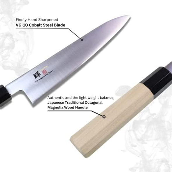 Kagayaki Japanese Chef’S Knife Kv-8Es Professional Wa Gyuto Knife Vg-10 Cobalt Steel Pro Kitchen Knife With Traditional Wa Handle 8.2 Inch (Kv-8Es Wa Gyuto 240Mm (9.4 Inch)