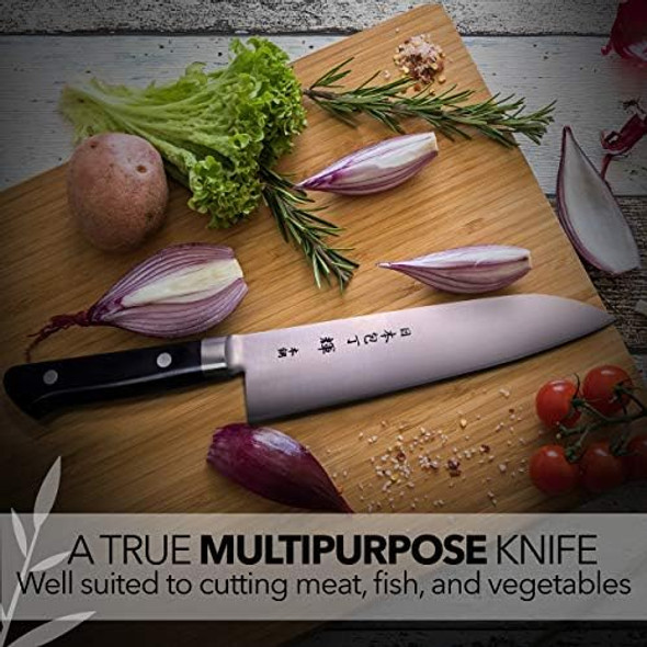 Kagayaki Carbonext Japanese Chef’S Knife Kc-3Es Professional Santoku Knife High Carbon Tool Steel Pro Kitchen Knife With Ergonomic Pakka Wood Handle 7 Inch