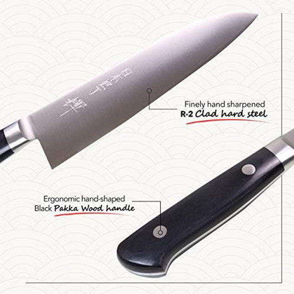 Kagayaki Japanese Chef’S Knife Kgr2-2 Professional Santoku Knife R-2 Special Steel Pro Kitchen Knife With Ergonomic Pakka Wood Handle 6.8 Inch