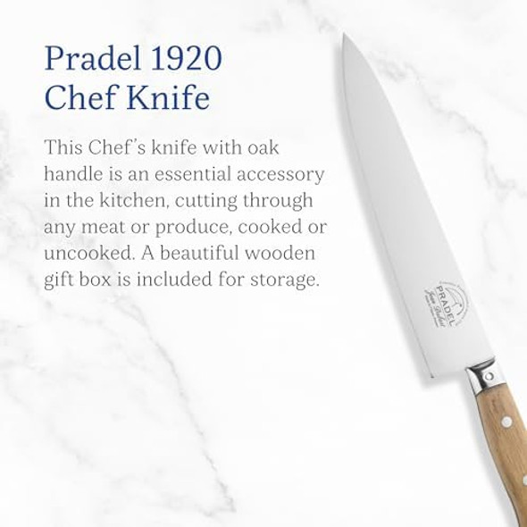 Jean Dubost 1920 Chef Knife Oak Wood Handle - Rust-Resistant Stainless Steel - Made In France