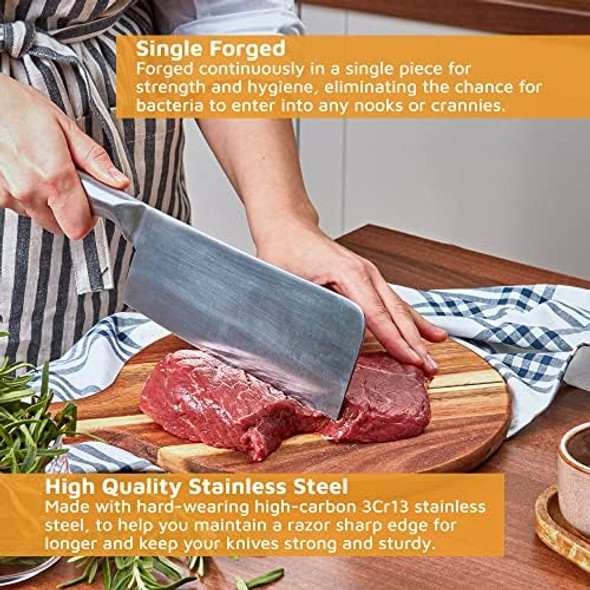 Jean-Patrique Cleaver Butcher Knife - Single Forged With Razor Sharp Edge Cleaver Knife - Kitchen Chopping Knife Meat Cleaver 6.7"/17Cm Jean-Patrique Cleaver Butcher Knife - Single Forged With Razor Sharp Edge Cleaver Knife - Kitchen Chopping Knife Meat Cleaver 6.7"/17Cm