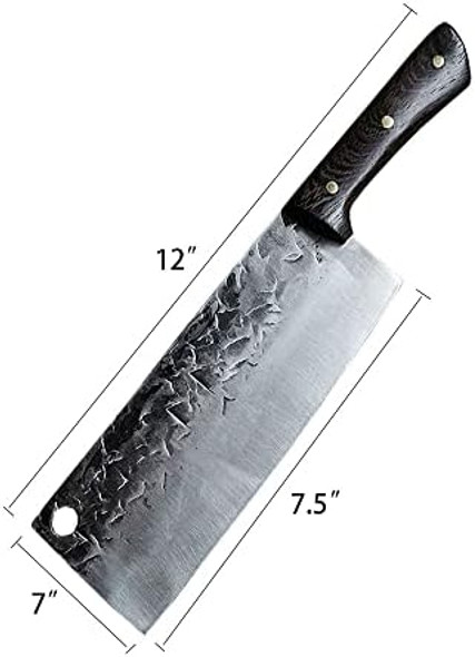 Kitchen Knives 7.5-Inch Cleaver Knife Professional Handmade Forged High Carbon Steel Butcher Knife For Vegetable Meat Cleavers With Wood Handle For Family Restauran
