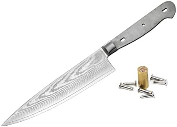 Katsura Woodworking Project Kit - 5-Inch Small Santoku Chef Knife Blank - Japanese Vg-10-67 Layers Damascus Steel - No Logo