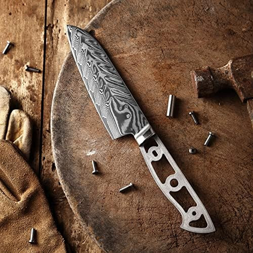 Katsura Woodworking Project Kit – Gyuto Chef Knife Blank – Ultra Wide Blade 50Mm – 8.25 Inch – Japanese Premium Aus 10V 67 Layers Damascus Steel – Storm-V Series – No Logo